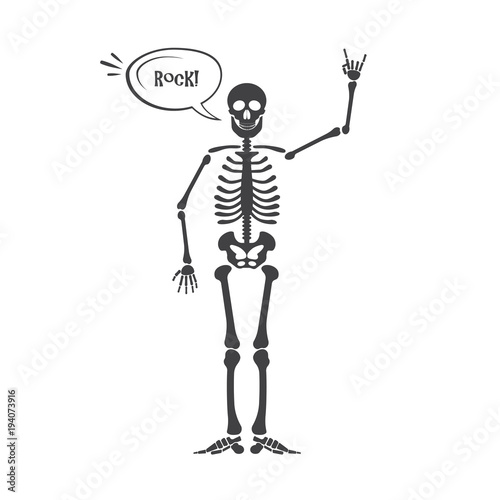 Skeleton human anatomy. halloween black skeleton isolated on white. Skeleton hand sign.