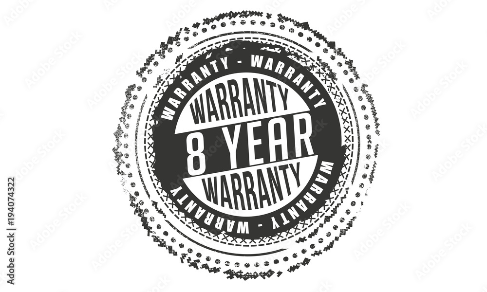 8 years warranty icon vintage rubber stamp guarantee