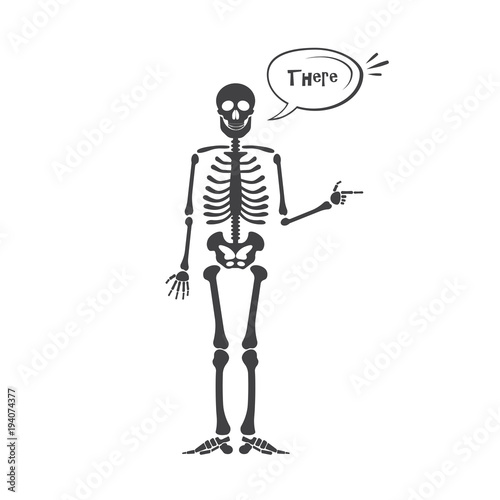 Skeleton human anatomy. halloween black skeleton isolated on white. Skeleton hand sign.
