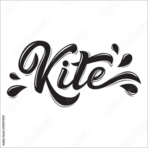 Kite board lettering logo in graffiti style isolated on white background. Vector illustration for design t-shirts, banners, labels, clothes, apparel, water extreme sports competition.