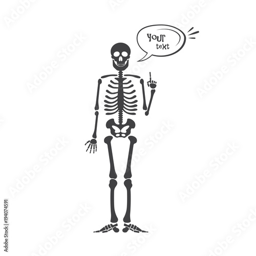 Skeleton human anatomy. halloween black skeleton isolated on white. Skeleton hand sign.