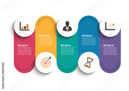 Infographic design vector and marketing icons can be used for workflow layout, diagram, annual report, web design. Business concept with 5 options, steps or processes.