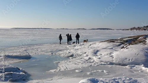 Walk along the shore of the Gulf of Finland in february afternoon. Hanko photo