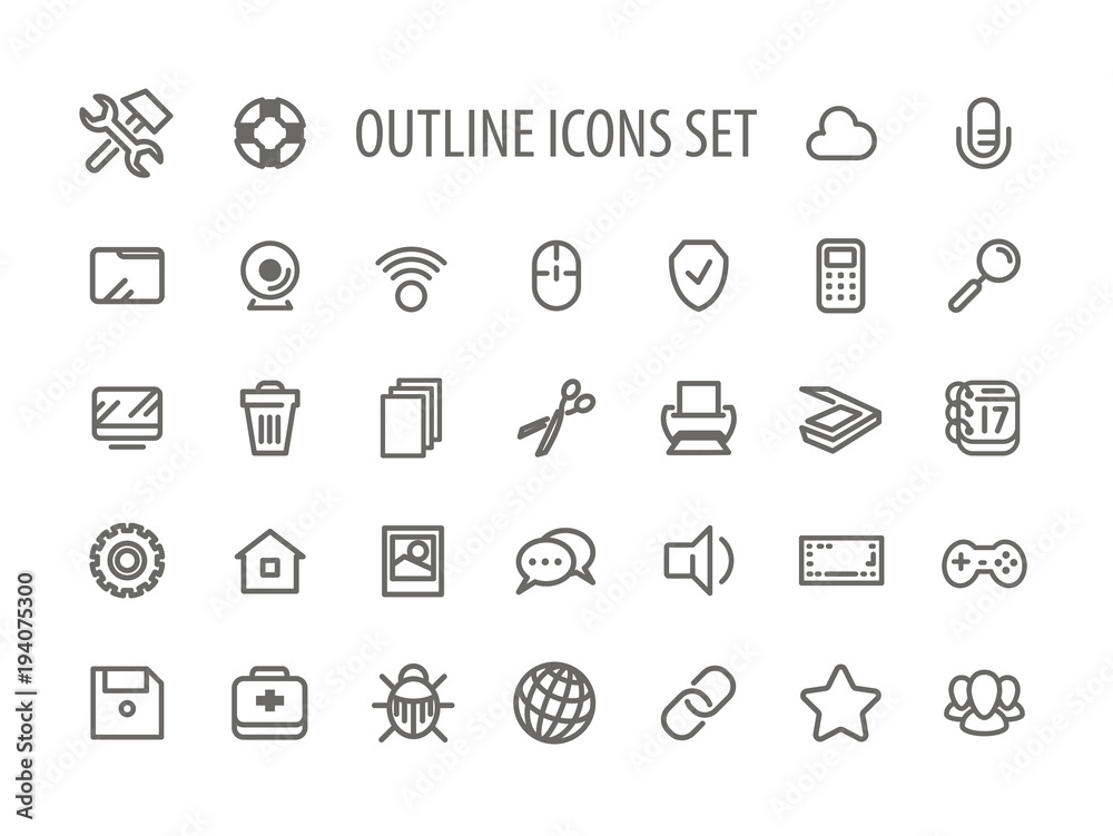 Outline Icons Set Vector Illustration Outline Icons Set Vector Illustration