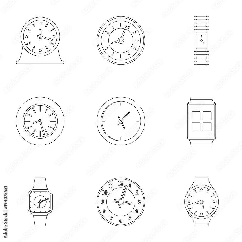 Fototapeta premium Chronograph movement icons set. Outline set of 9 chronograph movement vector icons for web isolated on white background