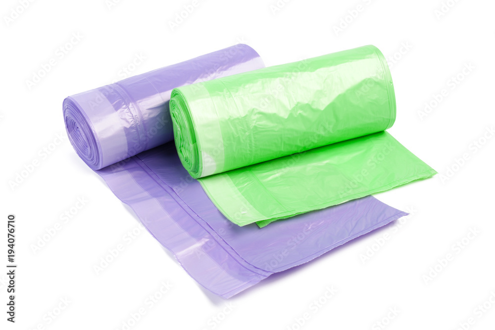 roll of plastic garbage bags isolated on white background roll of plastic garbage bags isolated on white background
