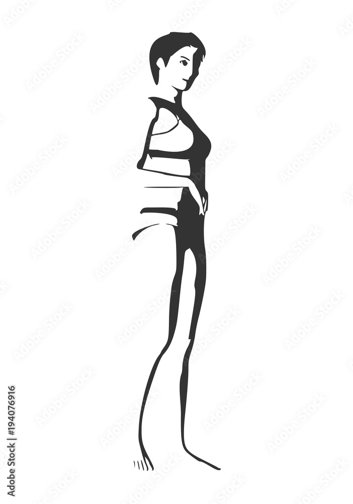 Beautiful sexy fitness girl. Pretty woman wearing bikini. Side view. Beautiful sexy fitness girl. Pretty woman wearing bikini. Side view.