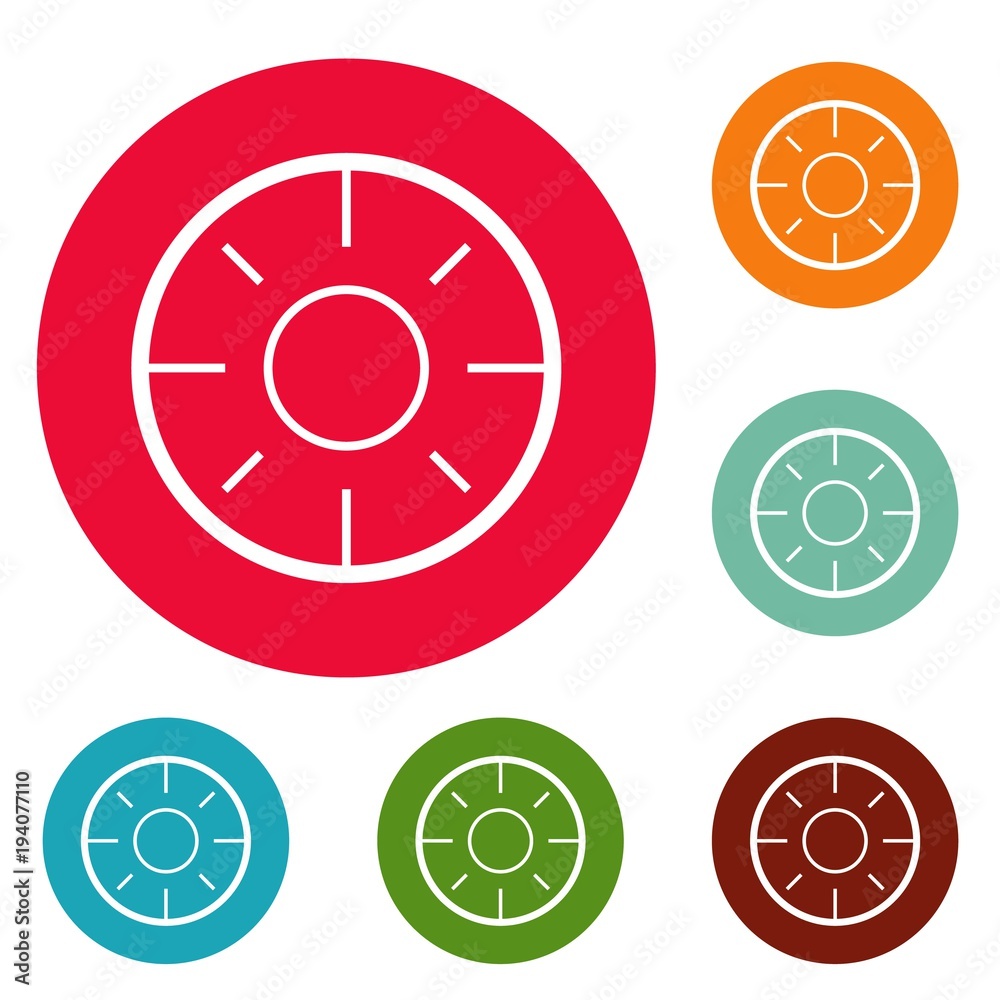 Backsight icons circle set vector isolated on white background