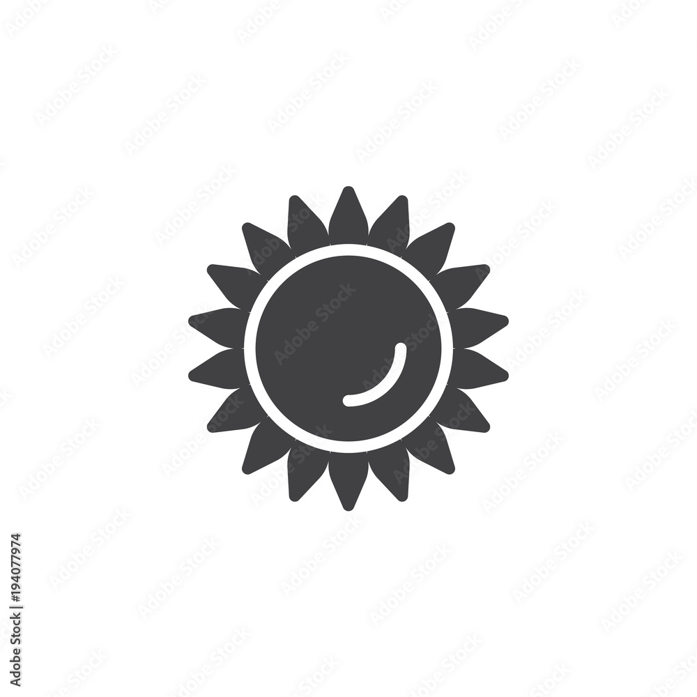Sunflower vector icon. filled flat sign for mobile concept and web design. Helianthus simple solid icon. Symbol, logo illustration. Pixel perfect vector graphics