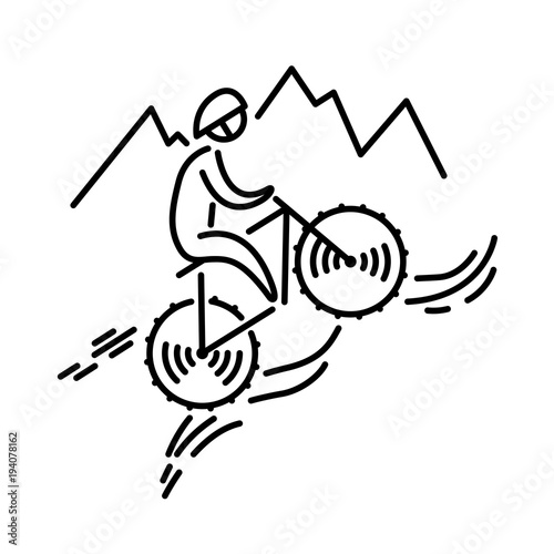 Mountain bike icon vector. Cycling. Bicycle. Thin line icon. photo