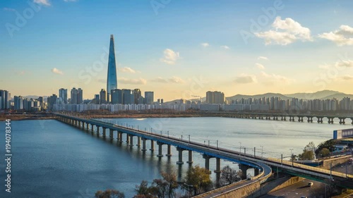 Timelapse of Seoul city skyline in Seoul, South Korea Time Lapse 4K
