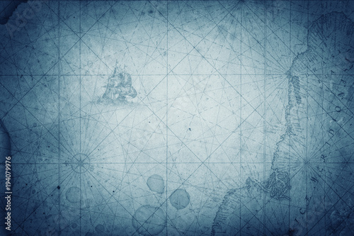 Pirate and nautical theme grunge map background.