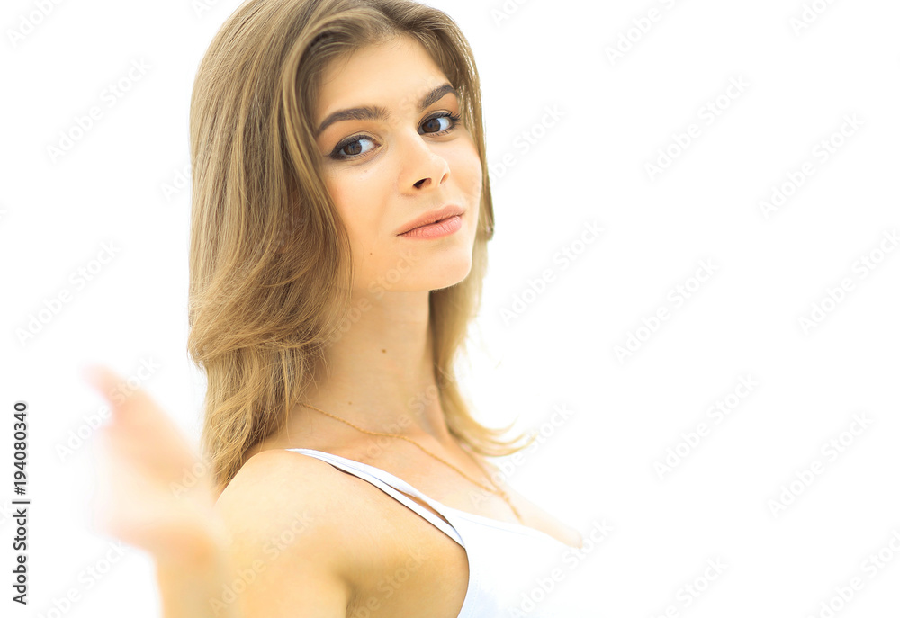 Fototapeta premium closeup portrait of a cute young woman