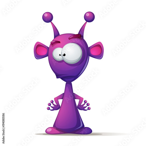 Funny, cute alien with big eye and ear. Vector eps 10