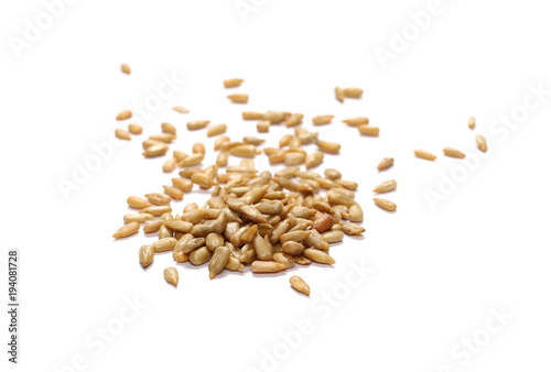 Salted sunflower seeds isolated on white background 