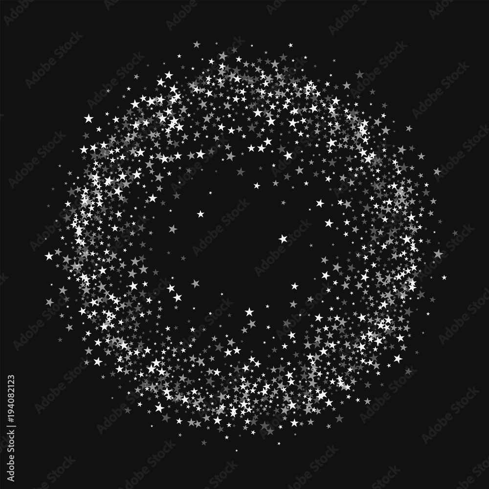 Amazing falling stars. Circle frame with amazing falling stars on black background. Amazing Vector illustration.