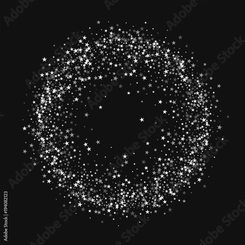 Amazing falling stars. Circle frame with amazing falling stars on black background. Amazing Vector illustration.