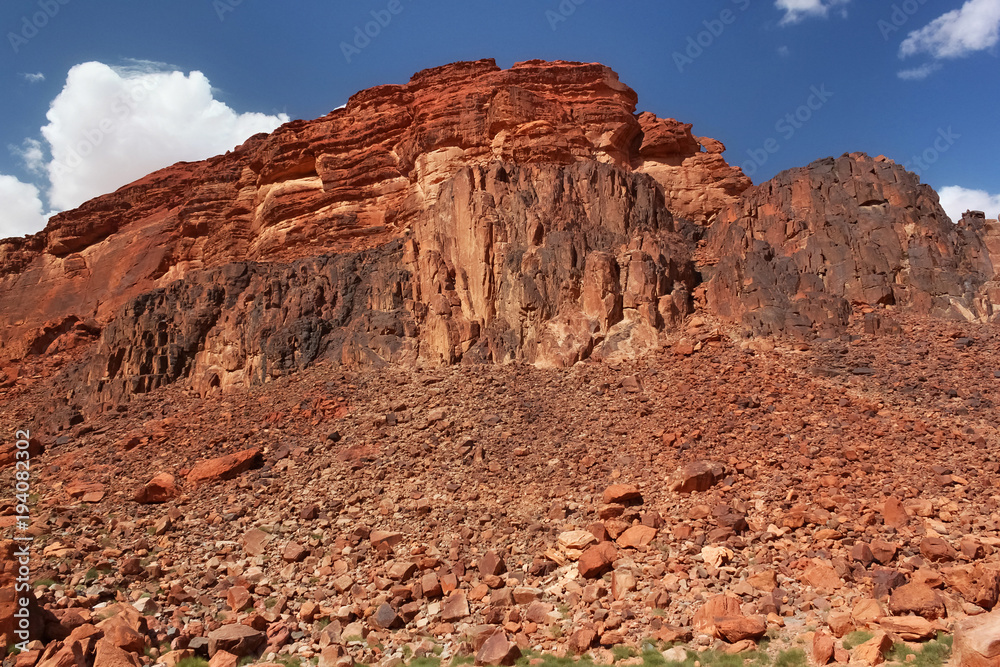 Red stone walls of the canyon. Red stone walls of the canyon.
