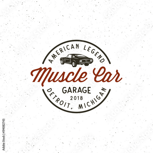 vintage muscle car garage logo. vector illustration