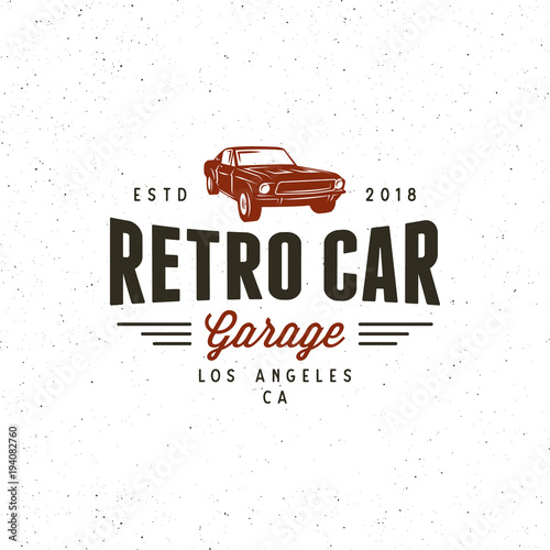 vintage muscle car garage logo. vector illustration