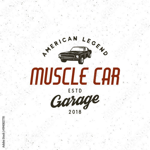 vintage muscle car garage logo. vector illustration