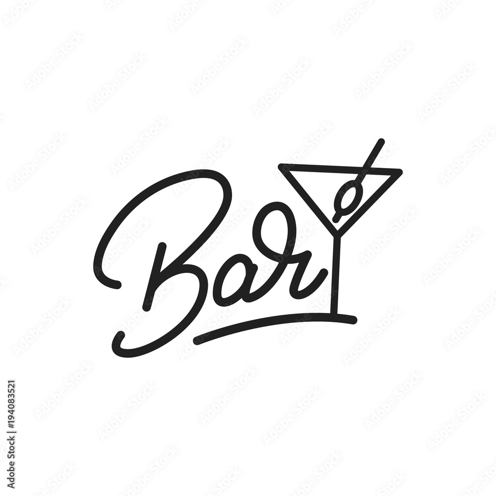 Bar. Bar lettering illustration. Bar label badge emblem - obrazy, fototapety, plakaty 