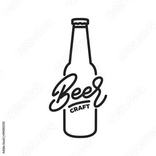Craft Beer. Beer lettering illustration. Craft beer label badge emblem