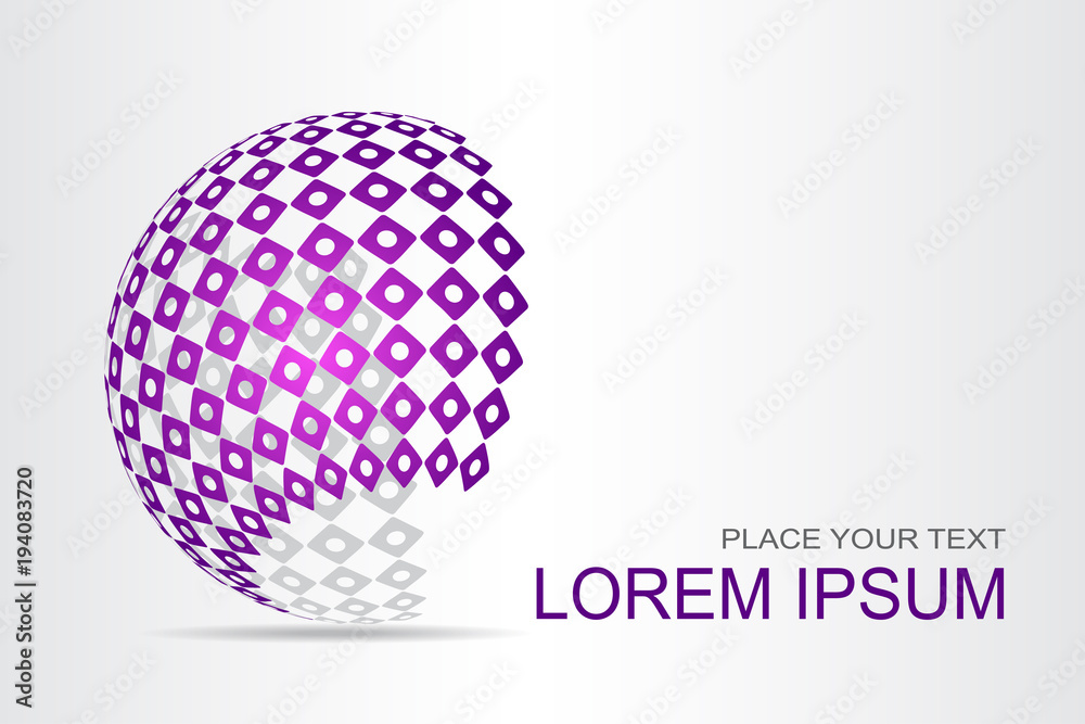 Logo stylized spherical surface with abstract shapes
