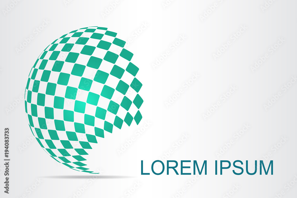 Logo stylized spherical surface with abstract shapes