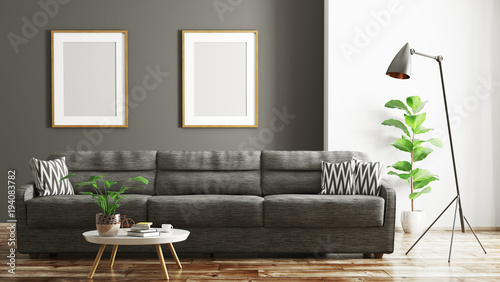 Fototapeta Naklejka Na Ścianę i Meble -  Modern interior of living room with sofa 3d rendering