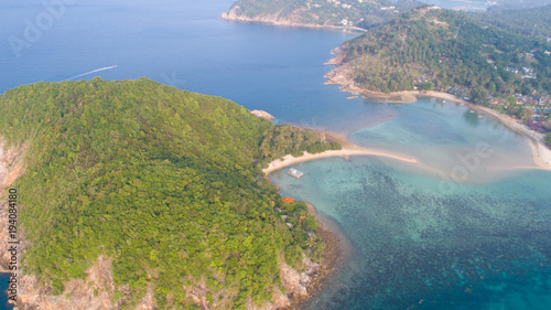 Aerial view from the drone on the island Koh Ma,path from koh Phangan, Thailand