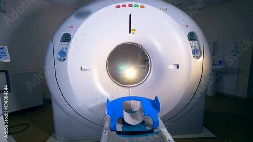 A close look on a computed tomography machine.  