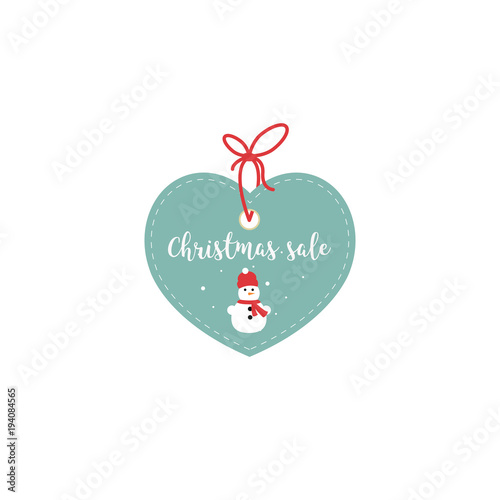 Retail Sale Tags and Clearance Tags. Festive christmas design with snowflakes and snowman.