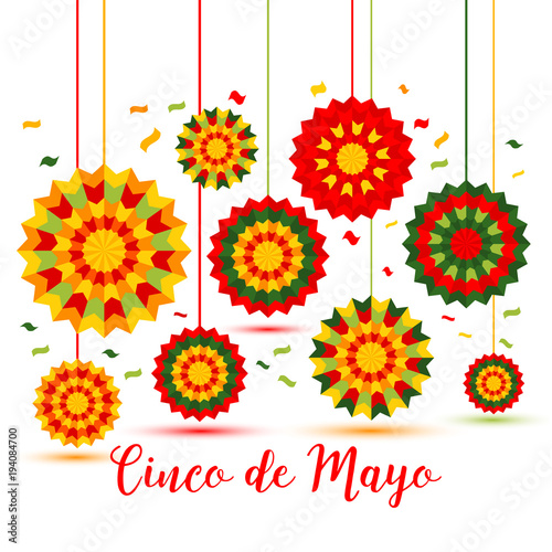 Pinata star shape. 5 mayo image on isolated background
