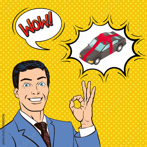 Car As Gift Comic Illustration