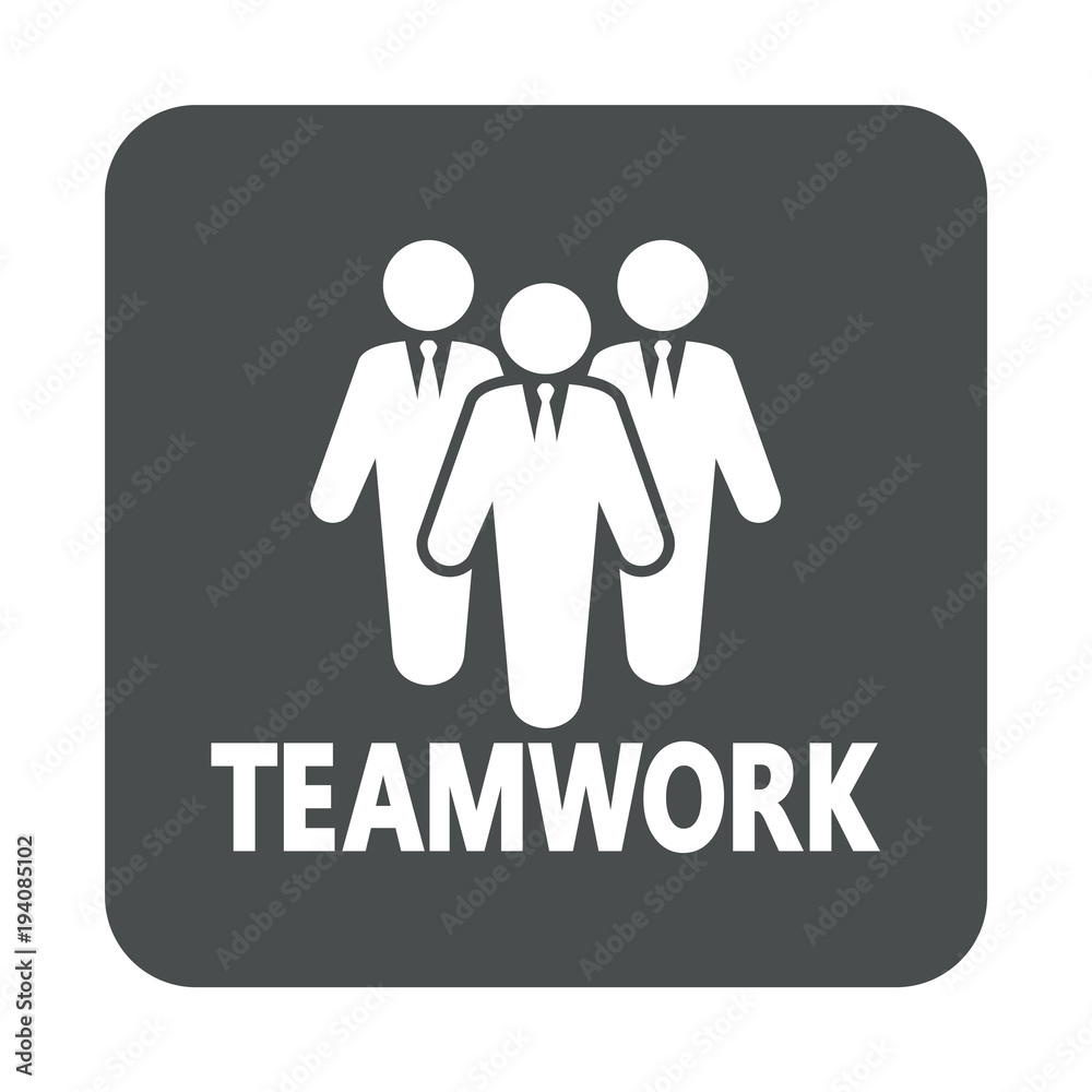 Icono plano TEAMWORK en grupo de trabajo en cuadrado gris Icono plano TEAMWORK en grupo de trabajo en cuadrado gris