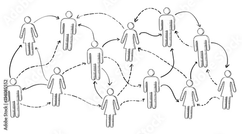 Hand drawn social network vector presentation