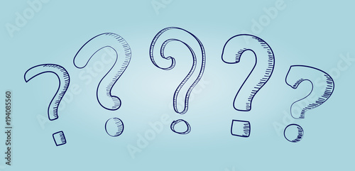 Hand drawn question marks vector