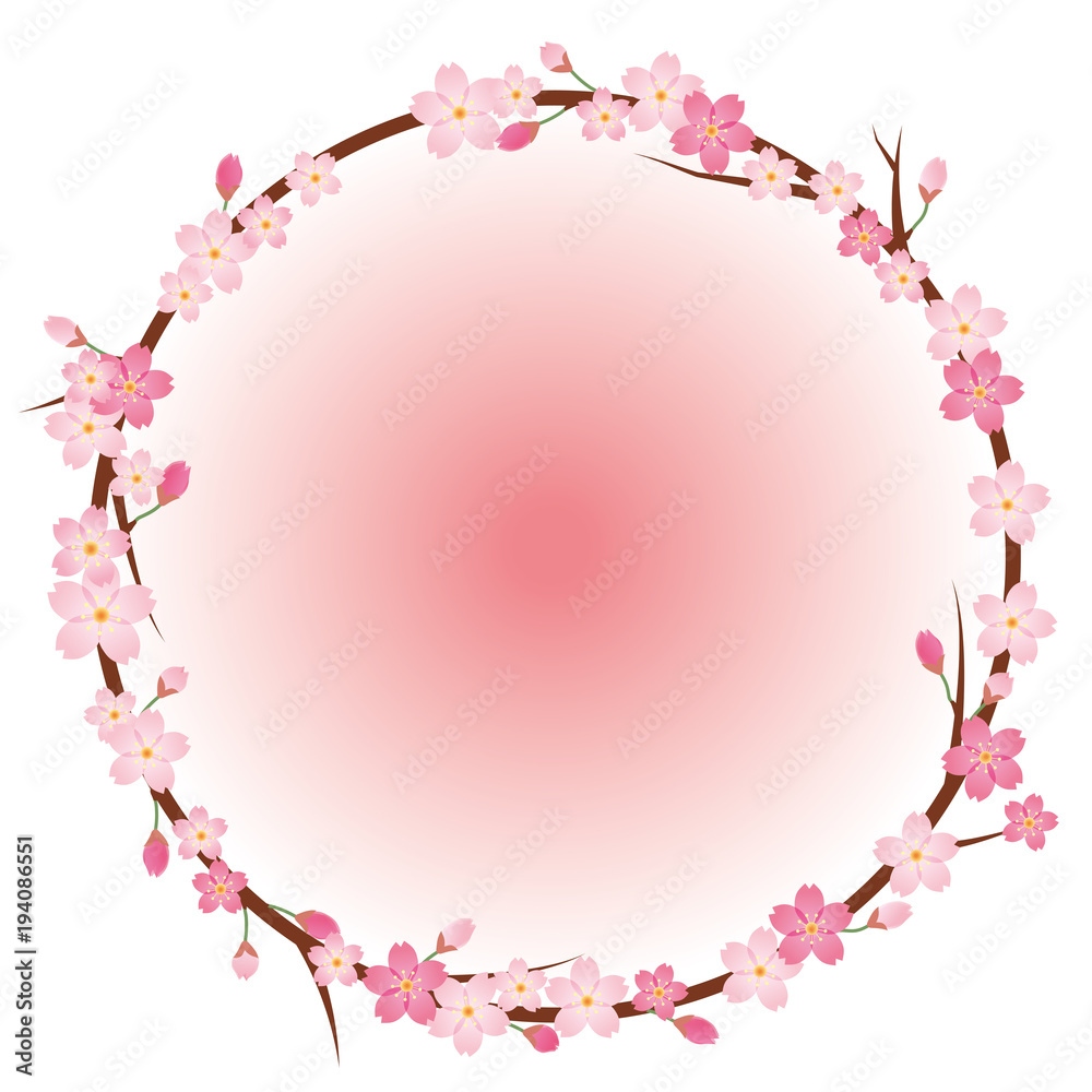 桜のイラスト 桜のリース オーナメント 春のイメージのイラスト 背景 バックグラウンド Stock Vector Adobe Stock