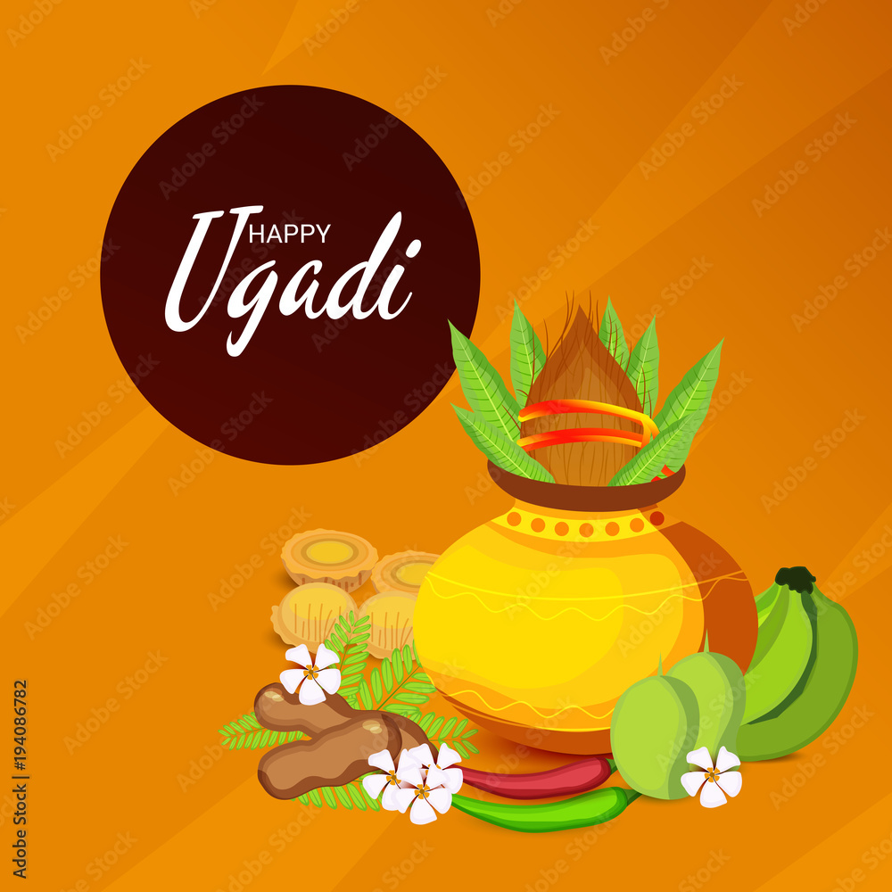 Fototapeta premium Happy Ugadi (Hindu New Year).