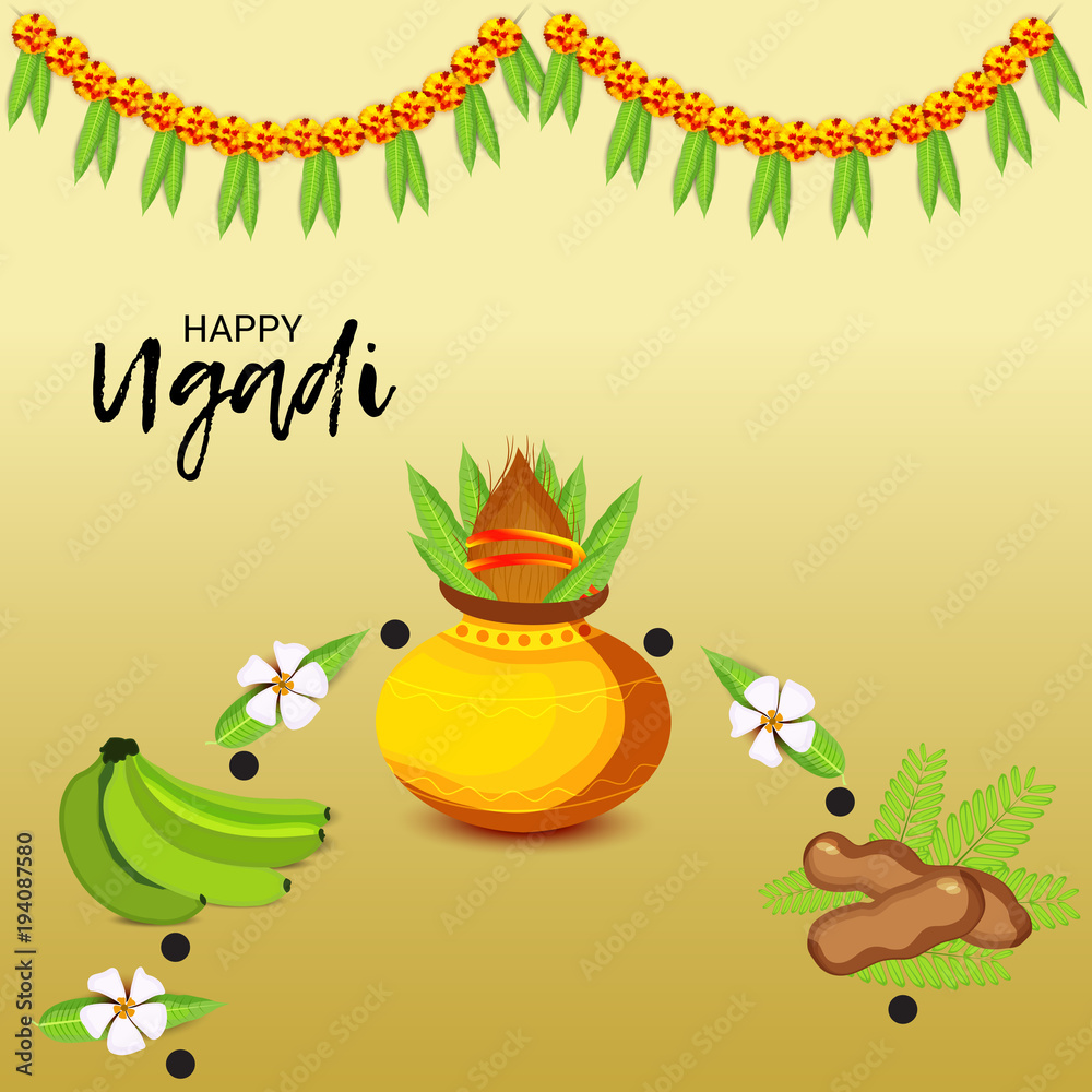 Fototapeta premium Happy Ugadi (Hindu New Year).