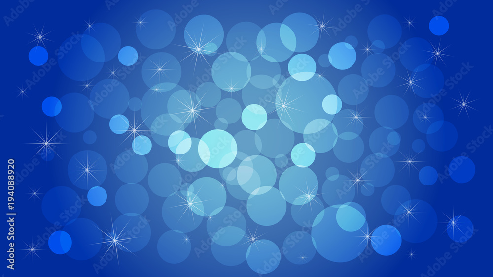 Geometric abstract blue background with circles and shimmering stars2 Geometric abstract blue background with circles and shimmering stars2