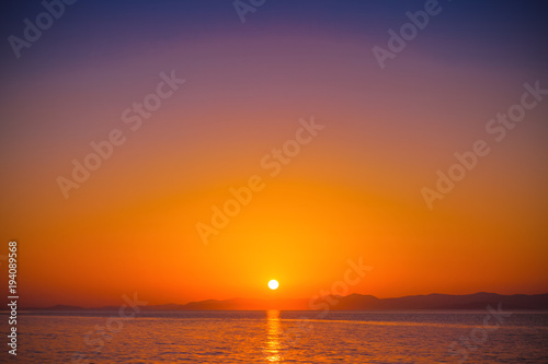 Fototapeta Naklejka Na Ścianę i Meble -  Beautiful sunset in a harbor of small town Postira - Croatia