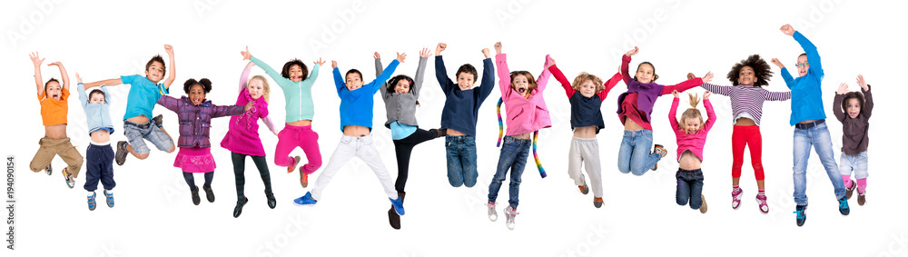 Kids jumping isolated