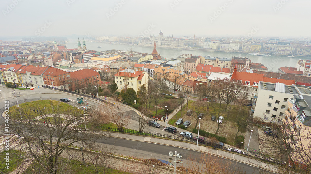 Panorama of city Budapest in Hungary.                             
