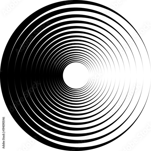 black and white abstract drawing from circles  sound column  disc  plate