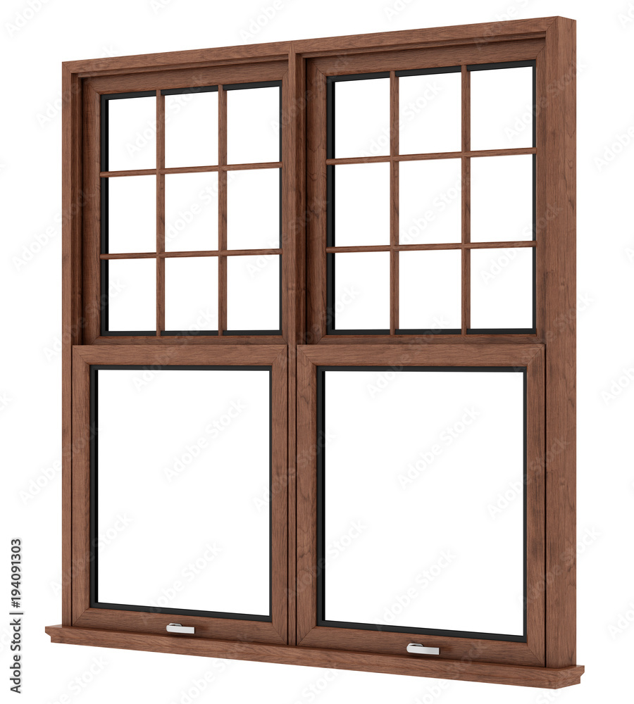 brown wooden window isolated on white background. 3d illustration brown wooden window isolated on white background. 3d illustration