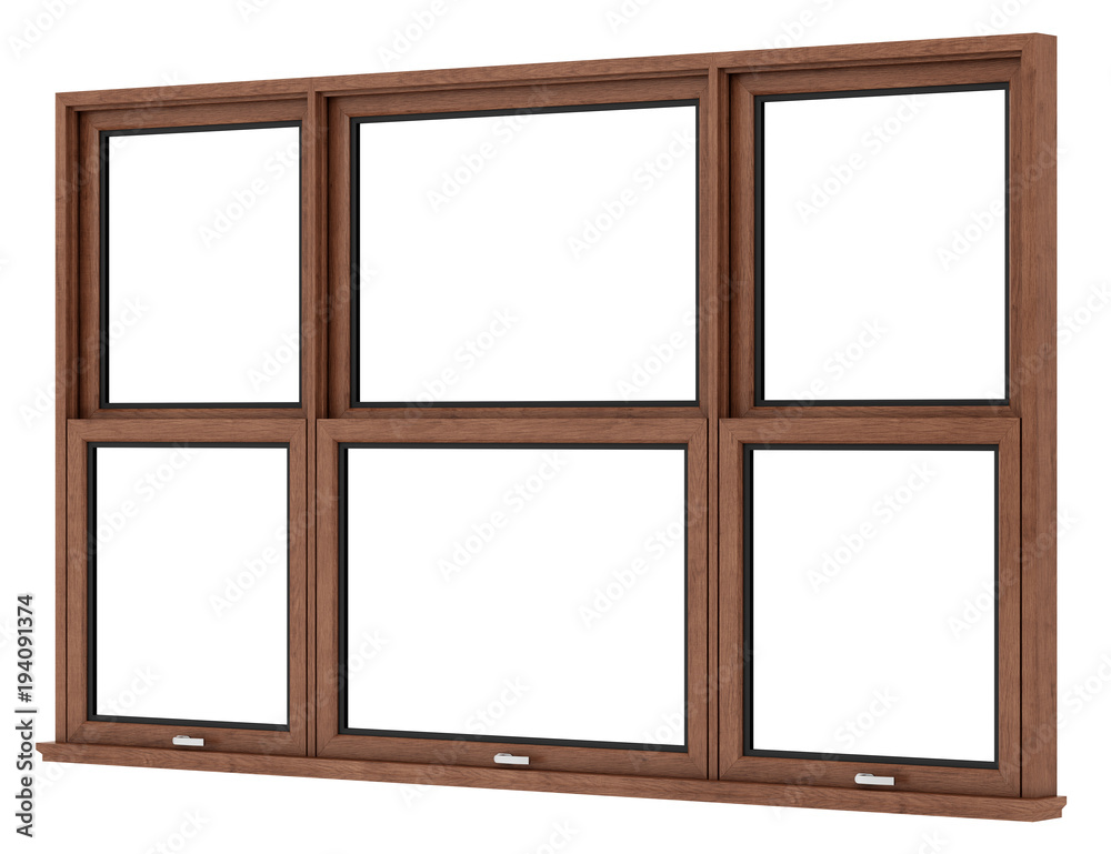 brown wooden window isolated on white background. 3d illustration brown wooden window isolated on white background. 3d illustration
