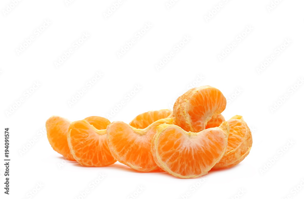 Mandarin orange, citrus fruit slices isolated on white Mandarin orange, citrus fruit slices isolated on white
