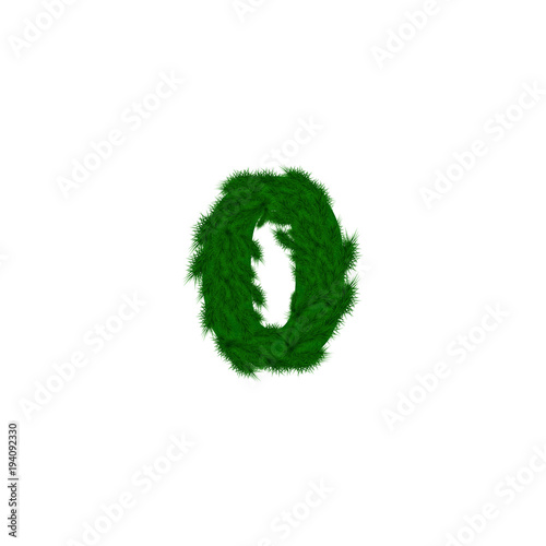  numbers decorated with pine branches. Number- 0. Zero.